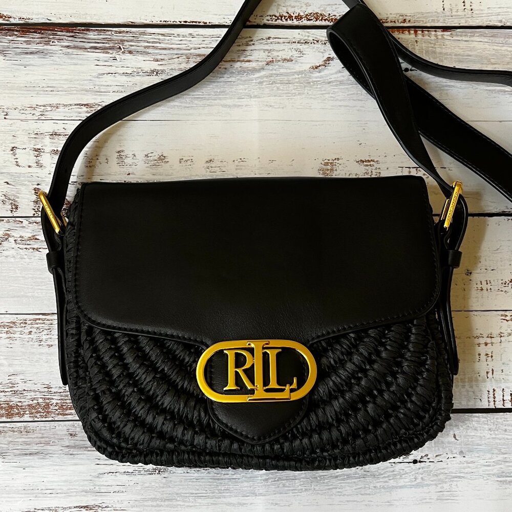 Lauren Ralph Lauren Addie Straw Crossbody Bag NWT